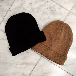 Black and Brown Camel Winter Knit knitted Beanie